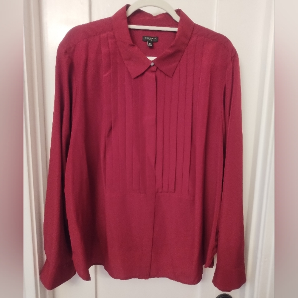 Women's Red Pleated Blouse